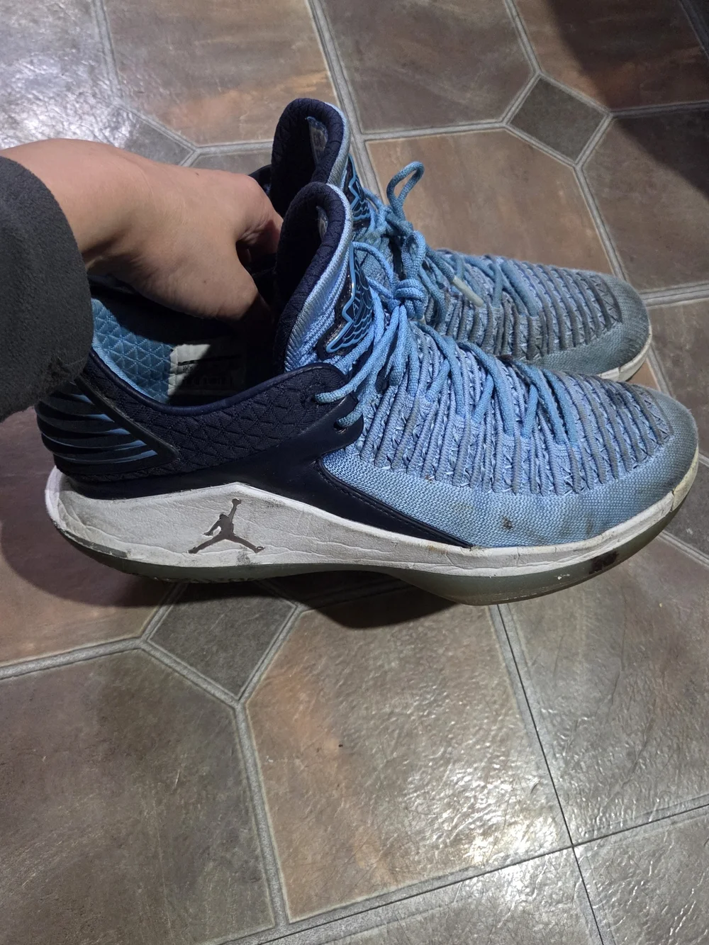 Jordan Flight Speed Men's Light Blue and Navy Performance Basketball Sneakers